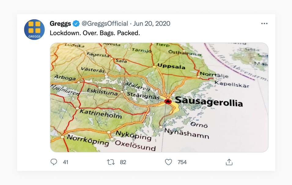 Greggs&rsquo; humorous brand voice and messaging resonates with their audience.