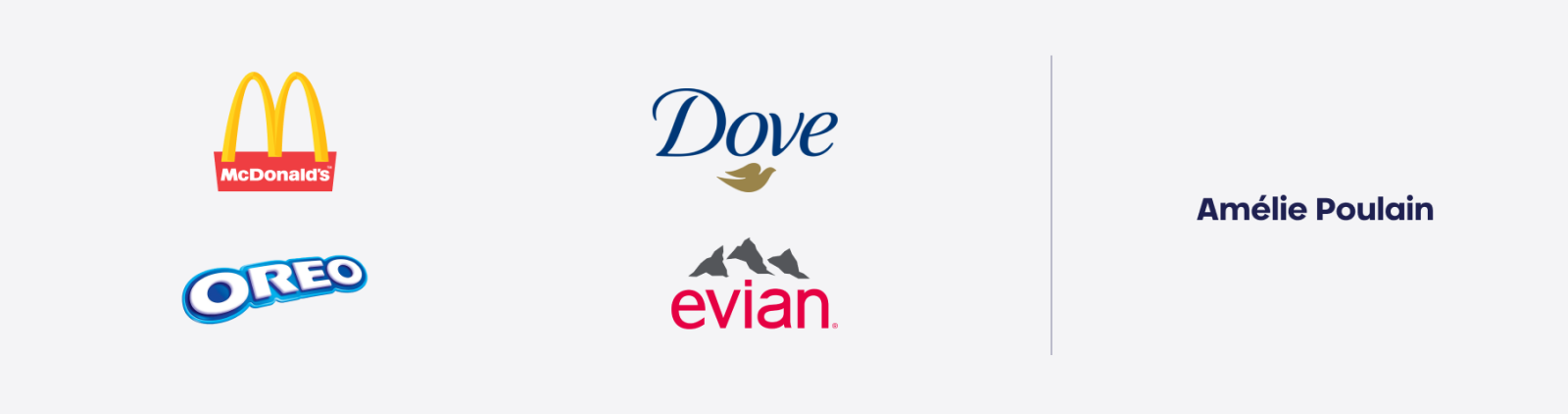 McDonald's, Dove, Oreo, Evian en Am&eacute;lie zijn voorbeelden van het Innocent archetype.