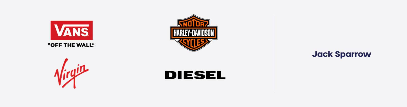 Vans, Harley-Davidson, Virgin, Diesel en Jack Sparrow zijn voorbeelden van het Outlaw archetype.